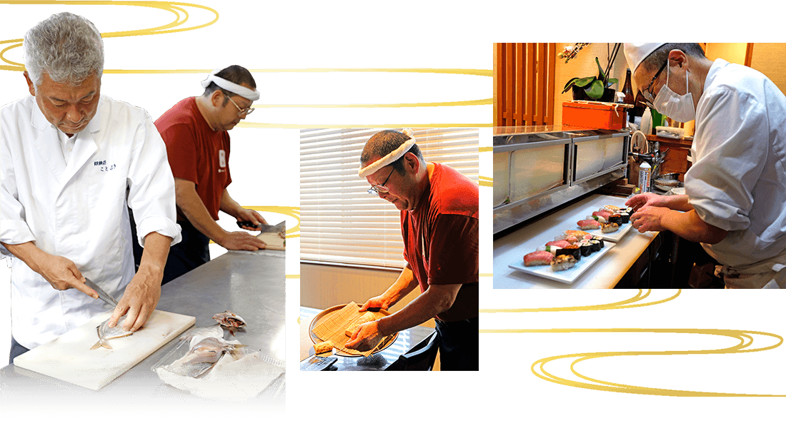 心がなごむ、こだわりの和朝食を作る板前たち